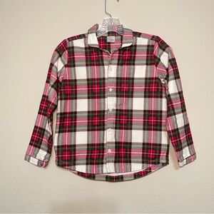 Hanna Andersson Flannel Shirt Size 130 US 8 Plaid Red White‎ Long Sleeve